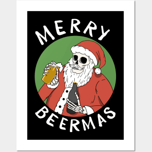 Merry Beermas Black Posters and Art